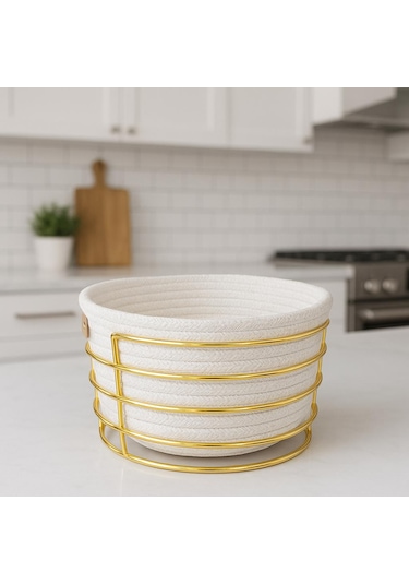 Gold Demirli Beyaz Hasır Bezli Ekmeklik Meyvelik