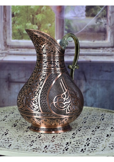 Sultan Tuğralı Eskitme Keski Osmanlı Bakır Sürahi