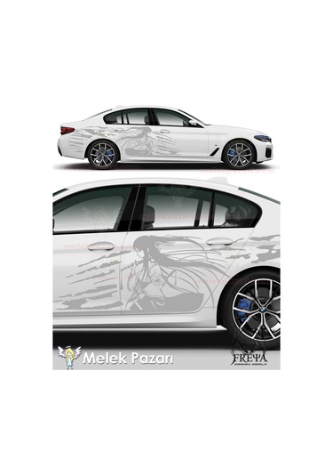 240X60cm-Samuray Kız Yan Kapı Oto Sticker, Samurai Girl Arka