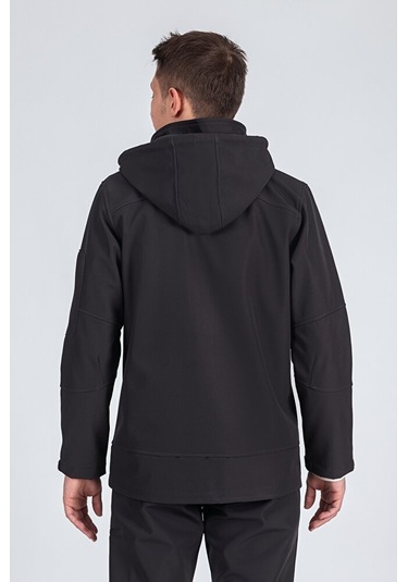 Suya Dayanıklı Slim Fit Softshell Kapüşonlu Erkek Mont Gri