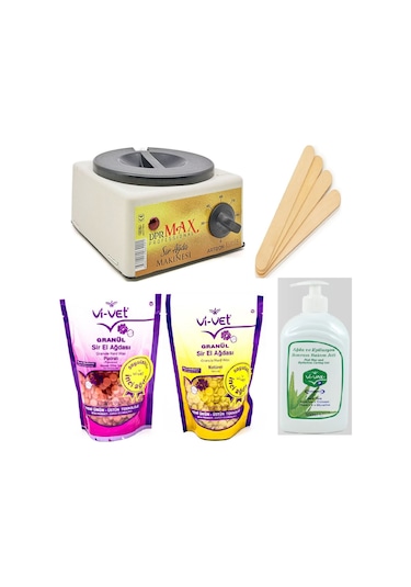 Ege Sir Dpr Max Ağda Makinesi + Vi-Vet Granül İnci Ağda x 2 + Ağda Bakım Jeli 500 ML + Spatula