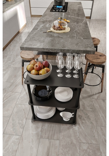 Modern Servant Siyah Servis Arabası