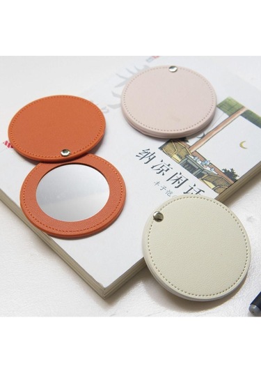 Ultra İnce Makyaj Aynası Pu Deri Cep Aynası Taşınabilir Kozmetik Aynası Siyah