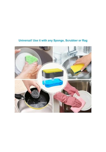 Gümüş-mutfak Aletleri Taşınabilir Deterjan Dispenseri Seti Mutfak Bulaşık Sabunu Kutusu İle Sünger Tutucu El Basın Köpük Sabunluk Pompası