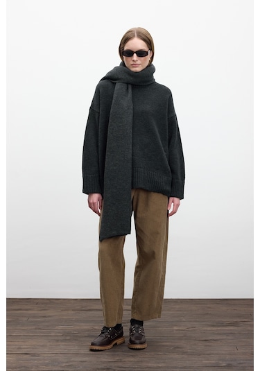 Yumuşak Atkı Kömür Kömür Siyah