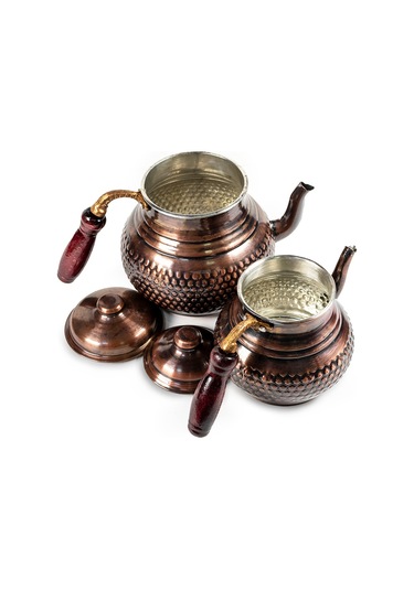 Antepsepeti Bakır Eskitme Hasır Modelli Çaydanlık 4