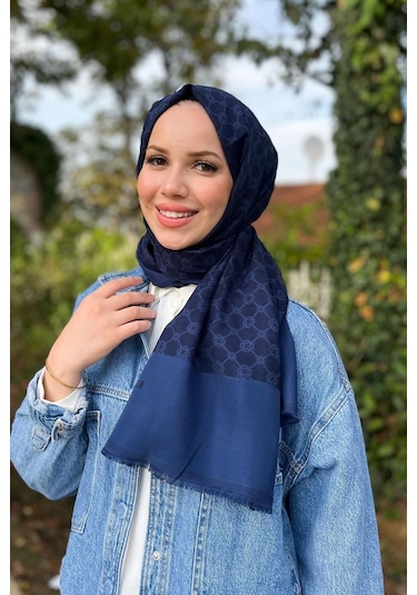Aker Elegance Monogram Şal - 1090100-921 - Lacivert