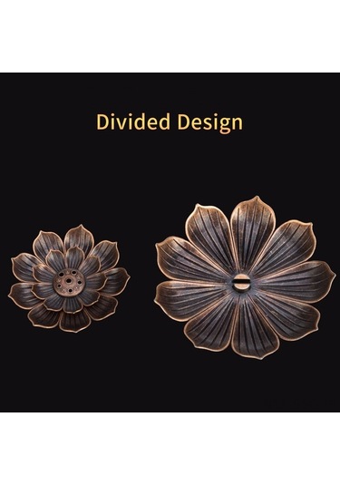 Ulzyvf Lotus Desenli Alaşım Tütsülük - Kül Tutuculu Pratik Tütsü Tablası, Kahverengi Kahverengi