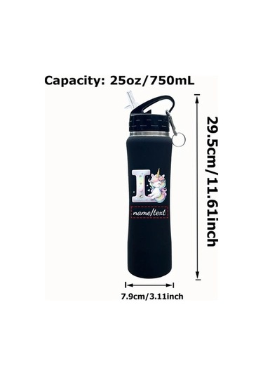 Trendooze Sunshine022 25oz Unicorn Vakum Termos, Kişiselleştirilebilir Uv Baskılı Tasarım, Özel İsimli Matara, Okul-dış Mekan Beyaz