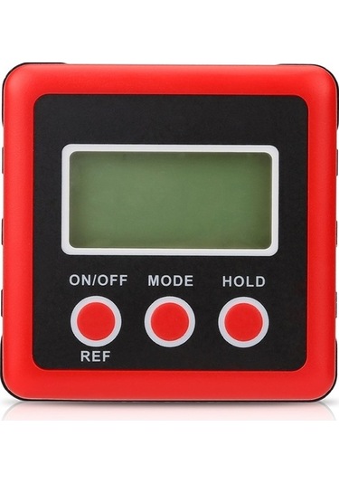 Pazly 3 Düğmeli Mini Dijital Eğim Kutusu Kırmızı - İnklinometre - Hassas Ölçüm Diğer