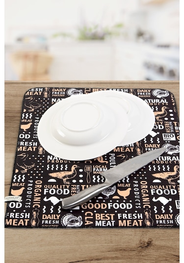 Baskılı Bulaşık Kurutma Matı 42x50 Cm Mf-068 Çok Renkli