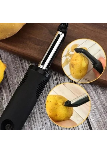 Geeroyoo Dikey Meyve Ve Sebze Soyucu, Çok Amaçlı Paslanmaz Çelik Bıçak, Kolay Kullanım İçin Kauçuk Kaplı Sap, 1 Adet.