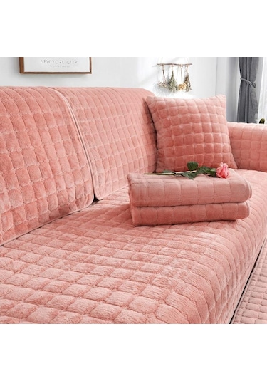 Pembe Kaymaz Yumuşak Peluş Kanepe Örtüsü Kanepe Minderi Evrensel Kanepe Kapakları Dört Mevsim Kış Kanepe Minder Örtüsü 70 150cm