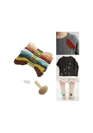 Suntek Manuel Dıy Örme Mantar Yama Alet Kiti, Çorap Atkıları Için İpliklerle Birlikte