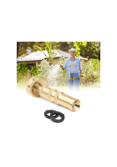 Vkemall 2 Adet Kaliteli Bakır Bahçe Hortumu Nozzlesı, 3/4" Ayarı, Akışı Dönerek Regüle Et, 10 Adet Kauçuk Washer Dahil, Ağır Duty