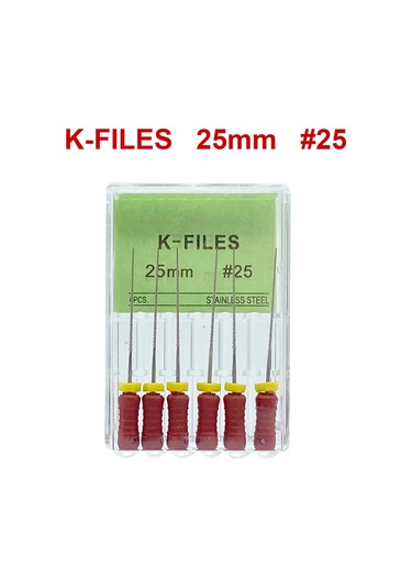 21mm/25mm/31mm 6 Adet/paket K Dosyaları Paslanmaz Çelik Diş Endodontik Aletler Diş Kök Kanal Dosyaları Araçları Açık Sarı Chına