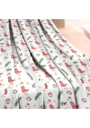 Noel Desenli 40x50 İnç Polar Battaniye, Yumuşak, Hafif Ve Kalın, Erkek, Kadın Ve Çocuk İçin Noel Ördek Baba Noel