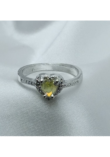 Yeni Sezon Paslanmaz Çelik Gümüş Kaplama Damla Model Yeşil Taş'lı Yüzük Gold