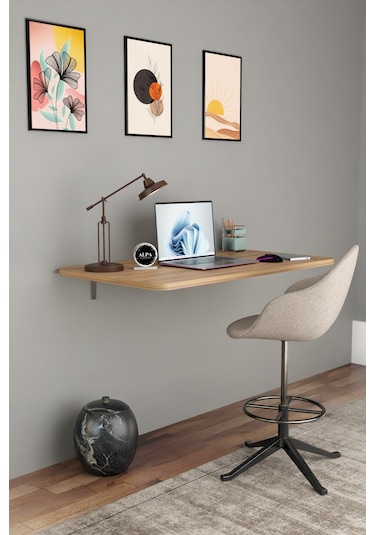 Katlanabilir Duvara Monte Masa - 50x90 Cm Ofis, Ev Çalışma Masası Atlantik Çam