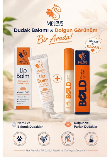 Meleys Bold Plumping Lip Gloss Dudak Dolgunlaştırıcı + Koruyucu Dudak Kremi