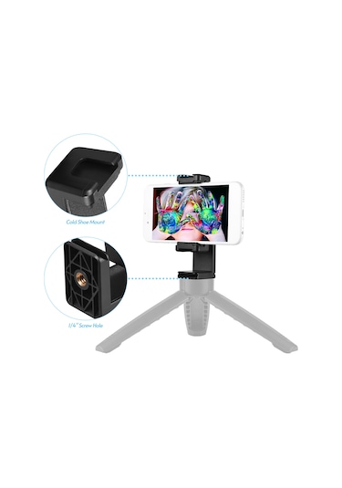 Vkemall Plastik Telefon Tutucu, 5-9cm Ayarlanabilir Genişlik, Çift Soğuk Ayak, 1/4 Vida Deligi Ve Arca-swiss Uyumlu, Dikey-yatay Çekim, Akıllı Telefonlar İçin