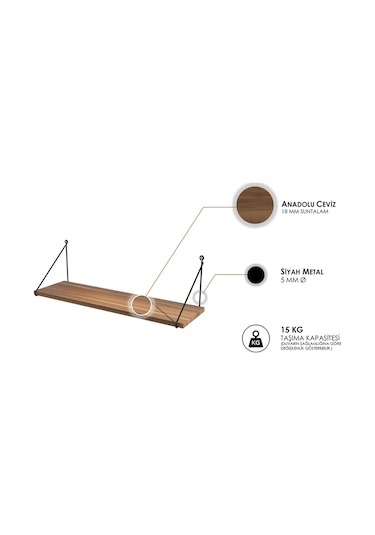 Decormet Armoni Raf Seti 1 Raflı 200 720 Ceviz Çok Renkli