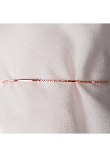 Gümüş Bileklik - Sıra Taşlı Modern Tasarım Şık 925 Ayar Gümüş Bileklik Gümüş