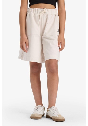 Defacto Kız Çocuk Beli Lastikli Basic Düz Şort B0847a825hser85 Ekru