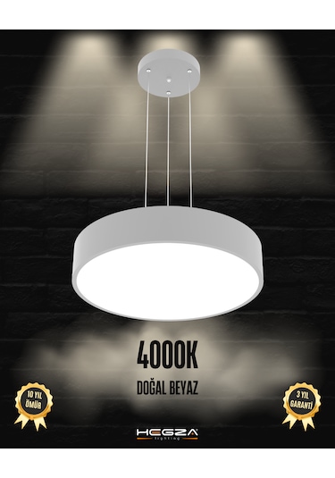 Drum 40cm Gri Kasa, Doğal Beyaz Işık Modern Sarkıt Led Avize GRİ RENK