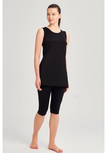 Haşema 6024 Siyah Meliha Askılı Kadın Havuz Mayosu Çok Renkli