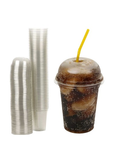 Plastik Milkshake Bardağı 50'li Kapaklı Şeffaf Meşrubat Bardağı