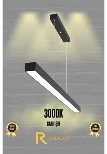 Linear 150cm Siyah Kasa Ledli Sarkıt Modern Led Avize, Salon, Mutfak, Masa Üstü Avize Aydınlatma Gün Işığı