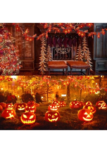 Şükran Günü Dekorasyonu Aydınlatır Sonbahar Çelenk Akçaağaç Yaprağı Fenerler Kapalı Tatil S Aile Partisi Cadılar Led Işık 56671465 Diğer