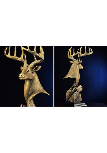 Hombey Rezine Geyik Başı Heykeli - Ev Dekorasyonu - Oturma Odası, Yatak Odası, Kitaplık Ve Şarap Dolabı İçin Dekoratif Figür