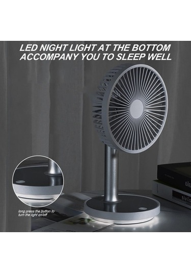 Ebitda Gece Lambası Yükseklik Ayarlı 4 Hızlı Düşük Gürültü Masaüstü Vantilatör - Ev & Ofis Kullanımı İçin Beyaz