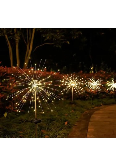 1 Adet Solar Led Bahçe Lambası Güneş Enerjili Dekoratif Işık 120 Led Işıklı Su Geçirmez Peyzaj Aydınlatması Gün Işığı