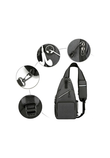 Fortunelane 2023 Model Su Geçirmez Kumaş Çapraz Çanta Unisex Dışarıda Çalışma Gri Gri Gri