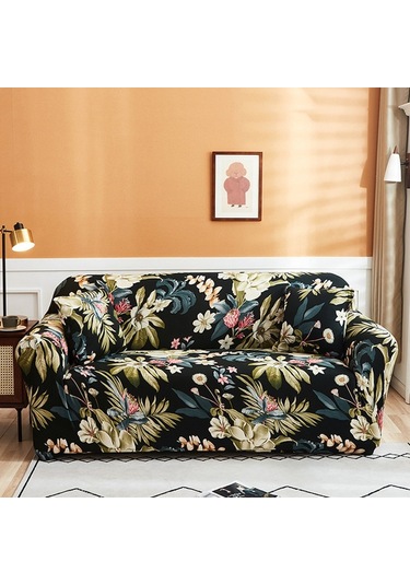 İkili Koltuk Tam Kaplama Elastik Kaymaz Kanepe Kılıfı Orkide Çok Renkli