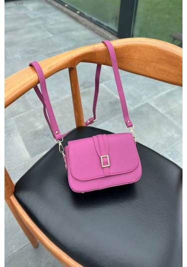 Mft Leather Hakiki Deri Kadın Çanta Viola 1524 Flother Mat Pembe