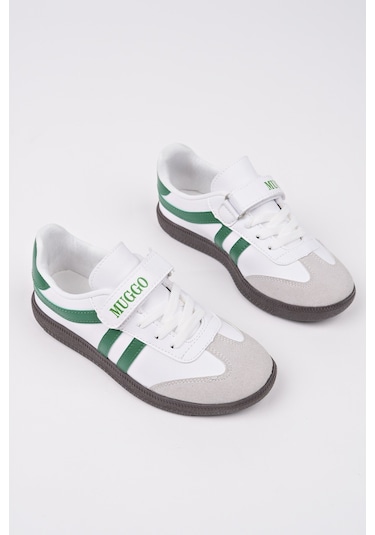 Muggo Dudley Günlük Ortopedik Bağcıklı ve Cırtlı Çocuk Sneaker Spor Ayakkabı - Yeşil