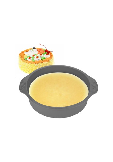 Ximistore9 9 İnç Yuvarlak Silikon Kek Kalıbı Gri - Yüksek Sıcaklık Dayanıklı, Kolay Çıkarım, Dalgalı Taban Deseni Gri