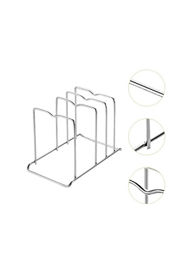 Trendooze Gümüş Mutfak Aksesuarı - Tencere Kapağı Tutucu & Kesme Tahtası Gümüş