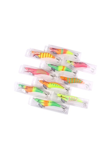 22 Renk / Set Hengjıa Sj059 Aydınlık Ahşap Karides Kukla Yem Kalamar Kancası Sert Yem, Boyut: 15cm 28g