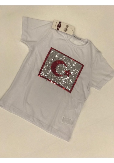 Pretty Çocuk Ay Yıldız Paletli T-shirt Beyaz
