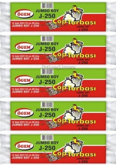 Ögem Jumbo Boy Mavi Çöp Torbası Poşeti 10X5 50 Adet