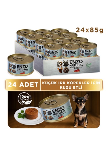 Natural Kuzu Etli Küçük Irklar Için Yaş Köpek Maması 24 x 85 G