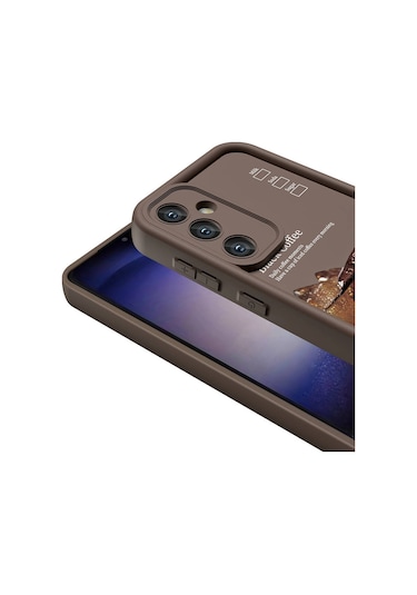 Galaxy Uyumlu S23 Fe Kılıf Kamera Korumalı Baskılı Arka Yüzey Tchs Klas Kapak - Açık Kahve Açık Kahve