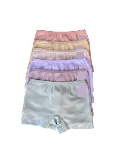 6'lı Dondeza Kız Çocuk Pastel Renk Fitilli Pamuklu Boxer Çok Renkli