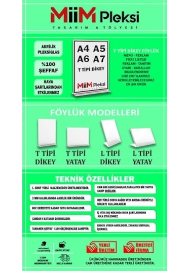 T Tipi A5 Pleksi Föylük Broşürlük-Dikey A5 Föylük-5 Li Paket (478884974)