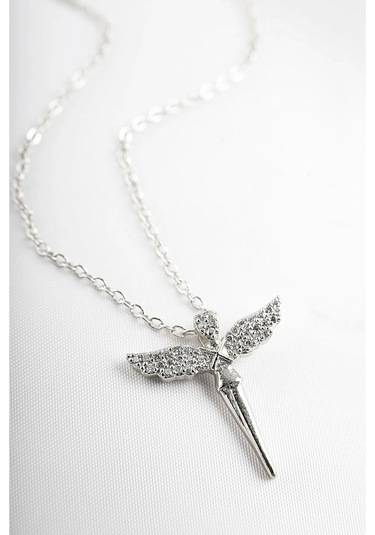 Ervanur Zirkon Taşlı Su Perisi Melek Kolye Gümüş